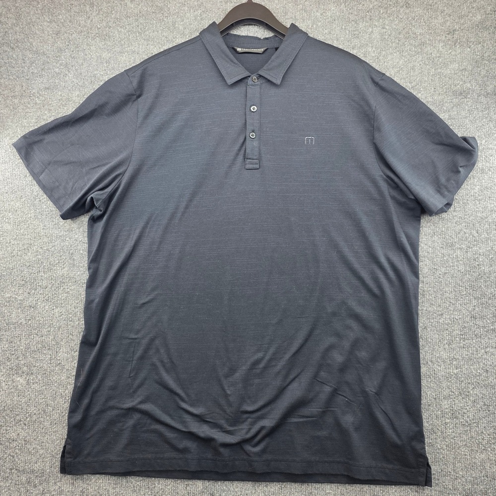 TravisMathew Mens XXL Navy Blue Slub Performance Golf Polo Shirt Short Sleeve